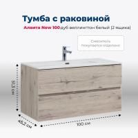 Тумба под раковину Aquanet Алвита New 100 2 ящика, дуб веллингтон белый Тумба под раковину Aquanet Алвита New 100 2 ящика, дуб веллингтон белый