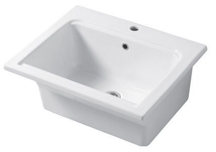 DС Landscape YORKSHIRE, накладная и встраиваемая постирочная раковина 61х51хh28 см, c 1 отверстием, цвет белый глянцевый