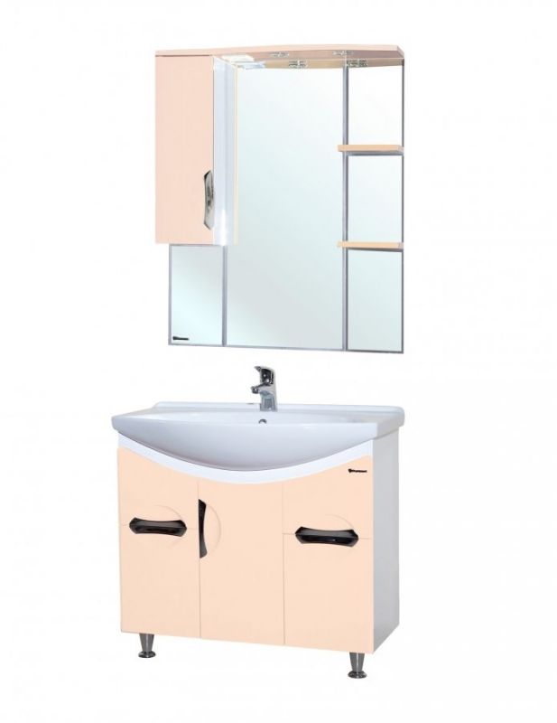 Зеркало со шкафом Bellezza Лагуна 85 R 4612114001079 с подсветкой R Бежевое Белое