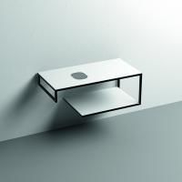 KERASAN LOUISE Структура металлическая подвесная 100 см, нерж сталь, с полкой, с отв под раковину, с полотенцедерж,цвет белый матовый