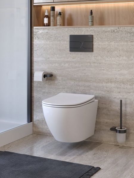 MARINO-TOR Унитаз подвесной безободковый со смывом "Торнадо", с сиденьем дюропласт soft close BB7026CH-TOR/SC