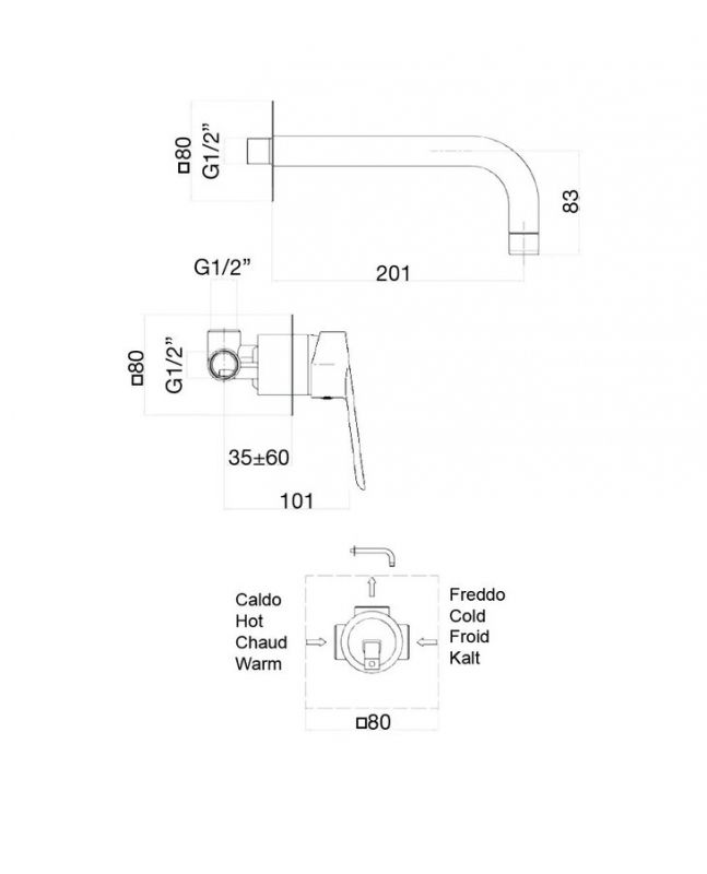 Смеситель для раковины Webert Sax Evolution SE830606560 Черный матовый