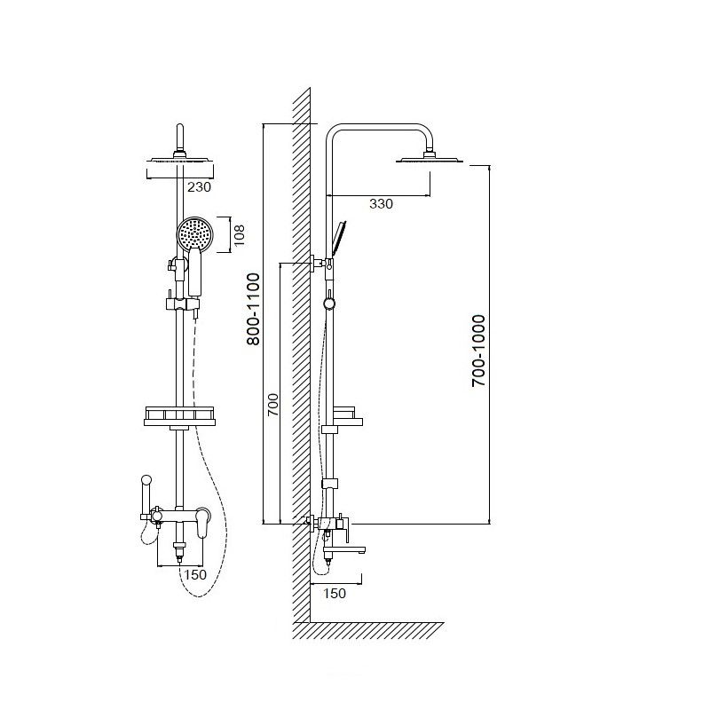 Душевая система Сантаком stOmega 7707, хром
