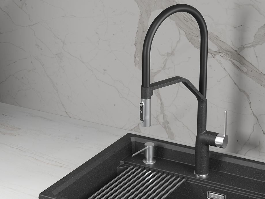 Смеситель для кухни GRANULA (9012, ЧЁРНЫЙ), артикул 9012, ЧЁРНЫЙ