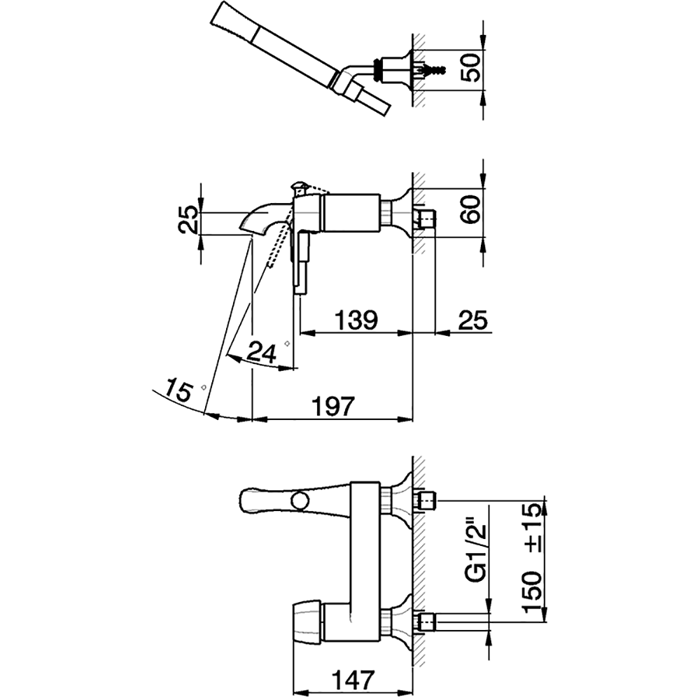 CISAL Cherie Смеситель для ванны однорычажный, с душевым комплектом, цвет розовое золото/черный