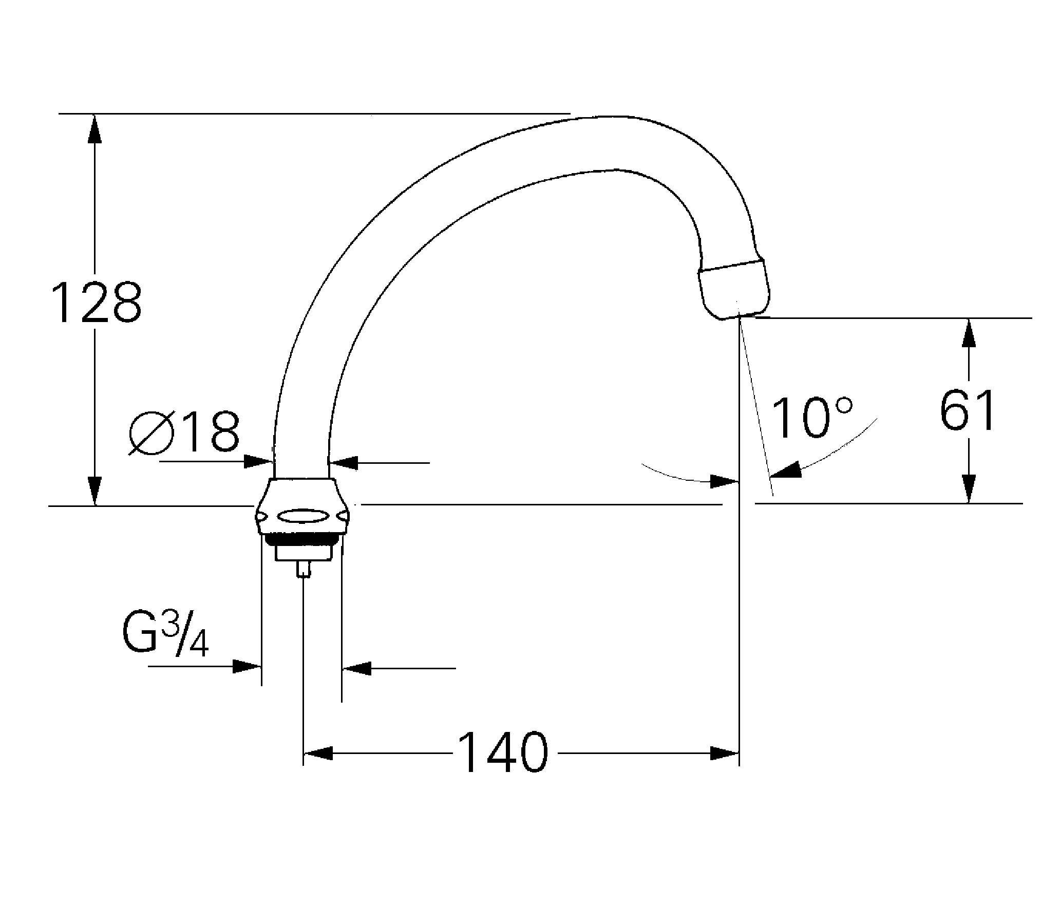 Излив для смесителя GROHE, хром (13076000) Излив для смесителя GROHE, хром (13076000)