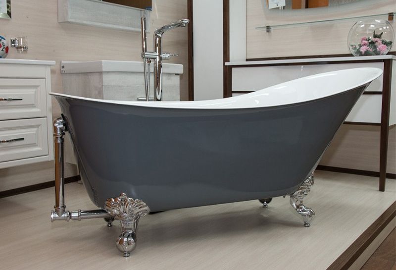 Акриловая ванна Radomir Кондор 162х69 1-01-2-0-1-142 Черно-серая с ножками хром