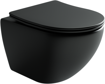 Подвесной унитаз Metropol Rimless, с крепежом , ультратонким сидением с функцией плавного закрытия, черный матовый