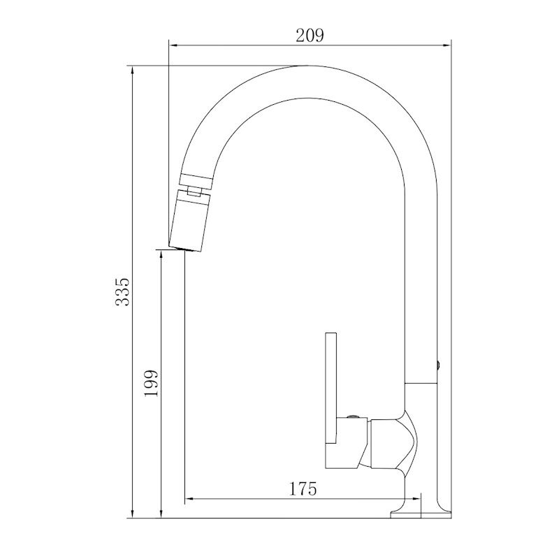 Смеситель для кухни с аэратором на шарнире Voda Harbor Black HR519BAR, черный