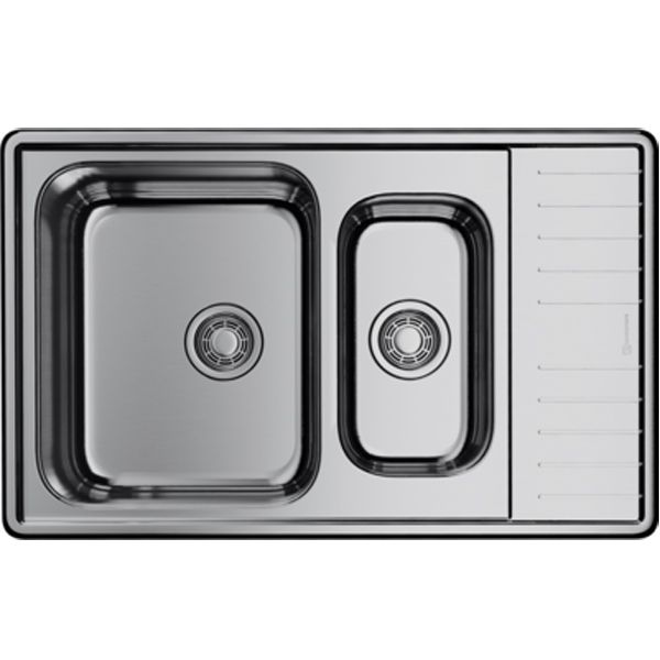 Мойка, OMOIKIRI, Sagami, число чаш-2, ширина, мм-790, глубина, мм-500, высота, мм-180, тип установки-встраиваемый, отверстия для смесителя-отсутствуют, с переливом, сифон и донный клапан в комплекте, материал-нержавеющая сталь, крепления в комплекте, цвет