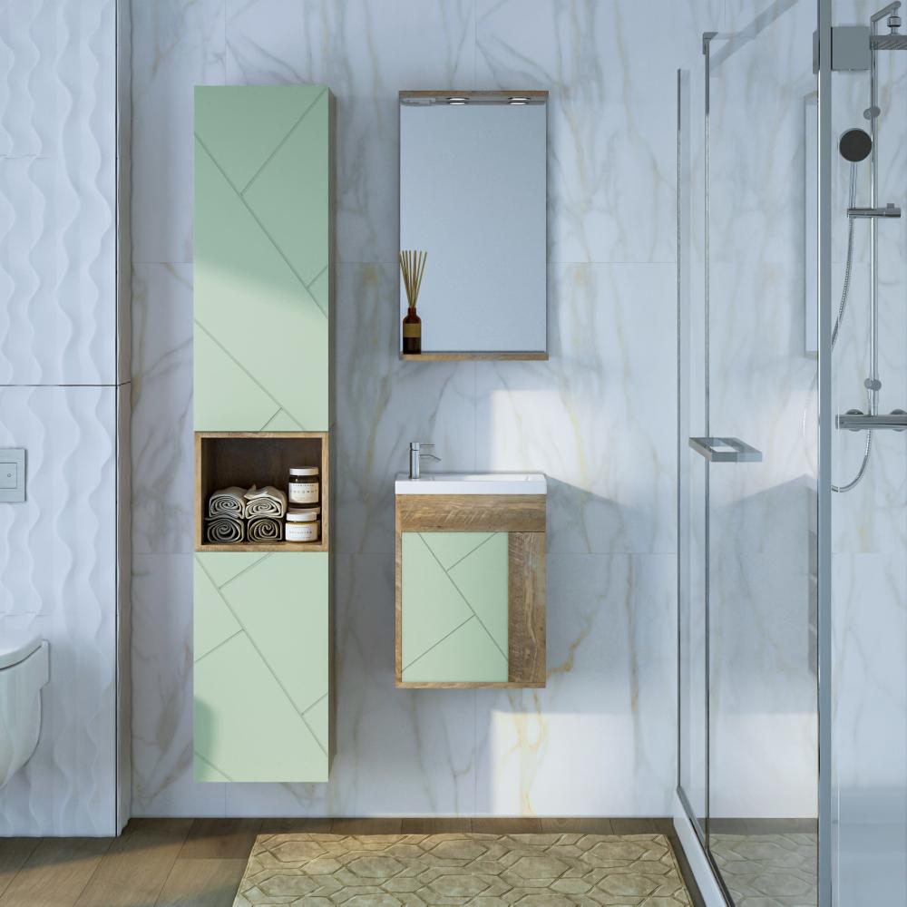 Зеркало Бриклаер КРИСТАЛЛ 40 см, дуб гранж песочный, артикул 4627125417030