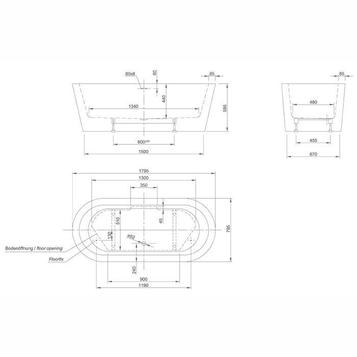 KNIEF Слив перелив с системой Click-Clack, с гибким шлангом и горизонтальным отводом, цвет хром (смонтирован на ванне)