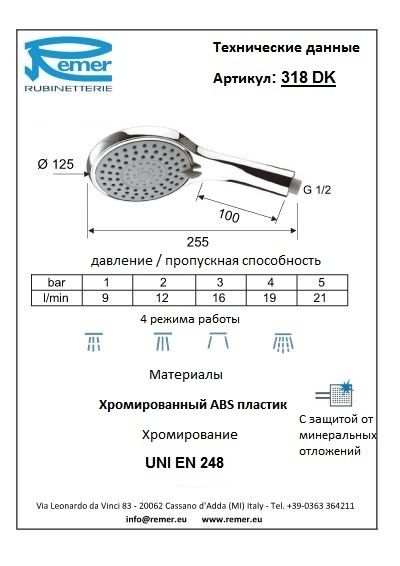 Лейка для душа 318DK Лейка для душа 318DK