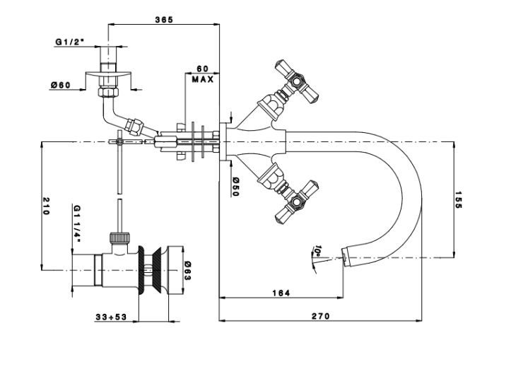 Nicolazzi Agora Смеситель для  раковины на 1 отв, излив 155 мм, цвет ЧЕРНЫЙ МАТОВЫЙ