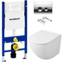 Комплект унитаза Owl 1975 Vind OWLT190302 с инсталляцией Geberit Duofix Delta UP100 458.124.21.1 с сиденьем Микролифт и клавишей смыва Хром