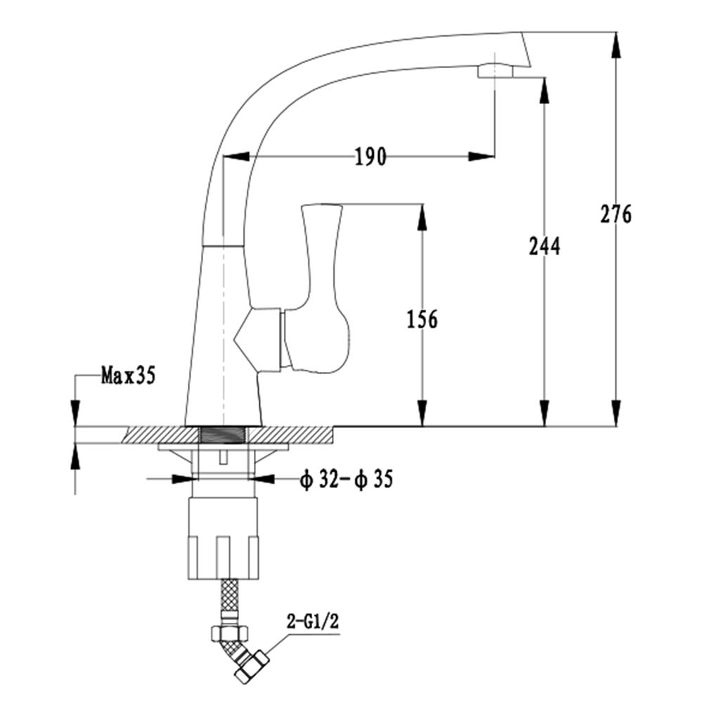 Смеситель для кухни GranFest 3723, черный