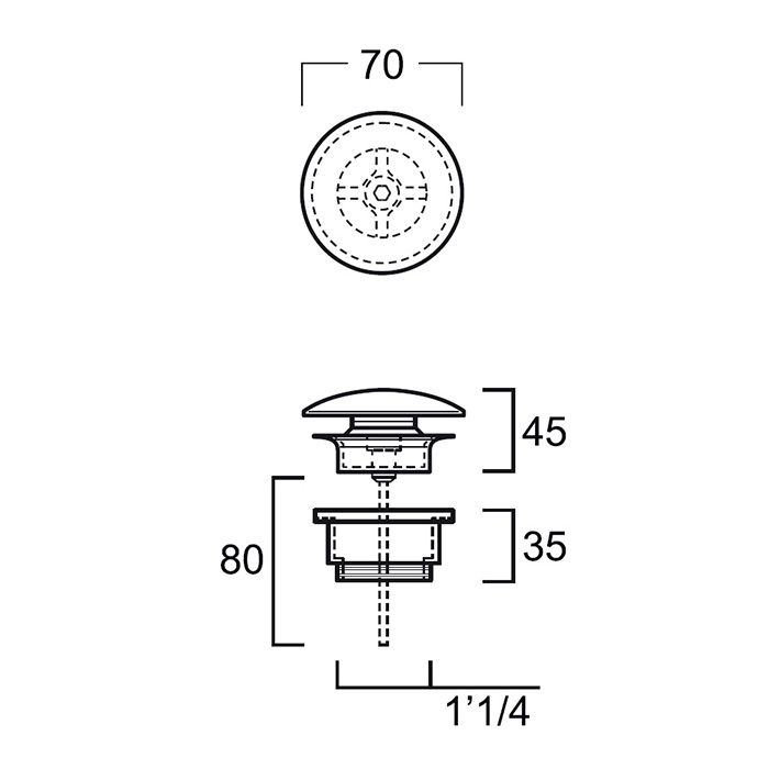 SIMAS Донный клапан, клик-клак, с керамической крышкой, цвет Antracite matt