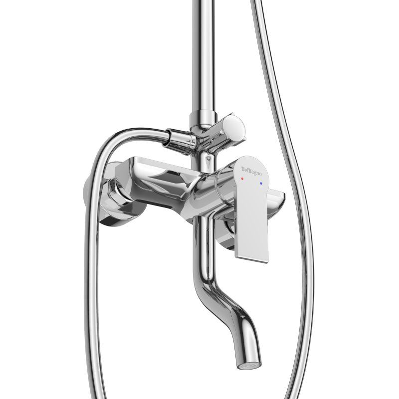 AURORA Душевая стойка со смесителем и изливом, хром AURORA-VSCM-CRM, артикул AURORA-VSCM-CRM