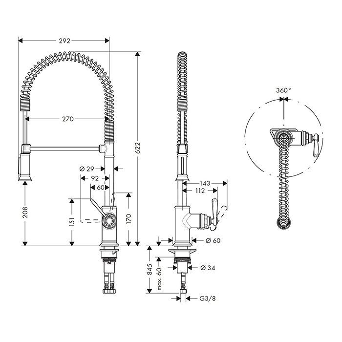 AX Montreux Смеситель для кухни Semi-Pro, однорычажный, на 1 отв, излив 270мм, цвет: Полированное золото AX Montreux Смеситель для кухни Semi-Pro, однорычажный, на 1 отв, излив 270мм, цвет: Полированное золото