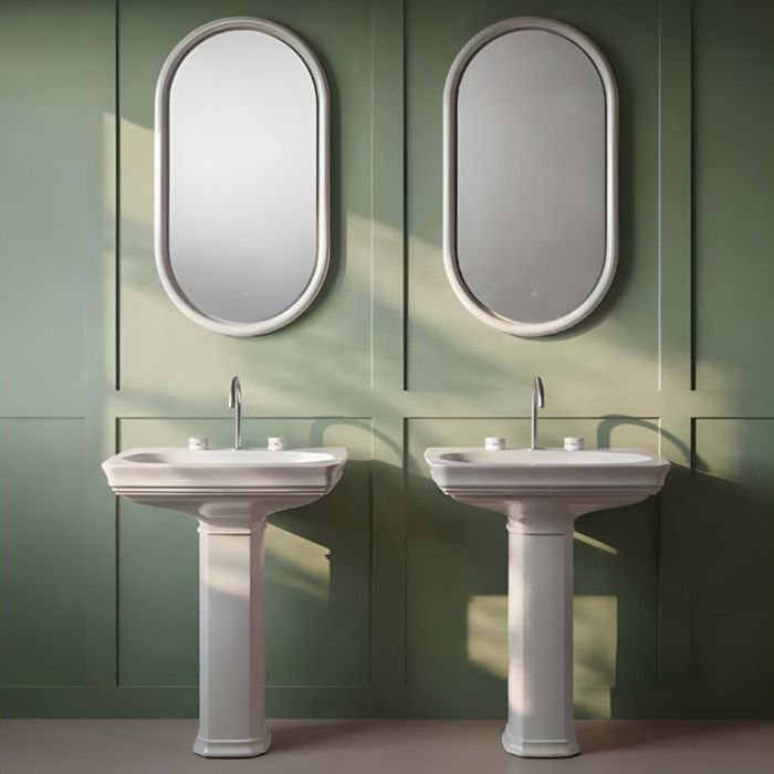 Artceram  Зеркало MILANO керамическая рама с подсветкой 55х100 см, цвет белый матовый