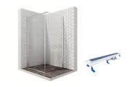 Душевой уголок Ambassador Diamond 12011105L-ST1, квадратный, линейный трап, 90х90