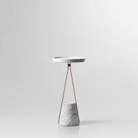 ANTONIO LUPI HALO Столик напольный Ø240х480 мм., база из мрамора Carrara satinato, столешница белая из Flumood, структура Veneziano goffrato