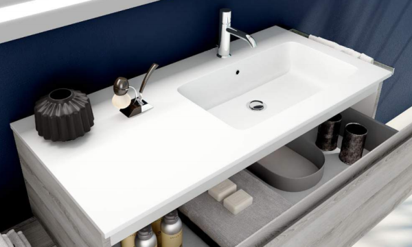 IBC, раковина из минерального литья правая 120 см c отверстием под смеситель, цвет белый