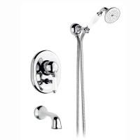 Nicolazzi P.m. Blanc Смеситель для ванны однорычажный, встраиваемый, с изливом 160мм и ручным душем, ручки белая керамика, цвет: хром