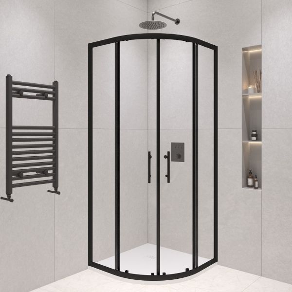 Душевой уголок полукруглый, стеклянный с раздвижными дверями на роликах - RGW PA-51B (Прозрачное, 1000x1000)