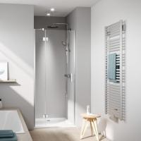 Kermi LIGA  Дверь в нишу  c непод.сегментом  LI SFL 1200x2000,  глянцевое серебро+прозрачное стекло с Kermiclean