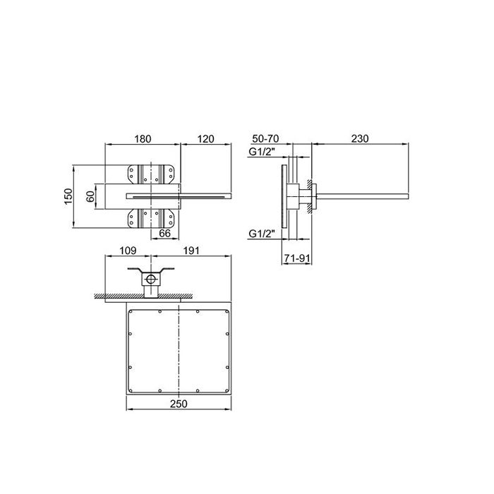 Fantini AK/25 Верхний душ с функцией водопада, настенный, латунь, цвет: Matt Gun Metal PVD Fantini AK/25 Верхний душ с функцией водопада, настенный, латунь, цвет: Matt Gun Metal PVD