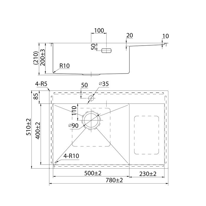Мойка IDDIS Haze 780*510 сатин, левая (HAZ78SLi77), артикул HAZ78SLi77