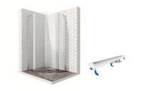 Душевой уголок Ambassador Nord 13011102-ST16, полукруглый, линейный трап, 100х100