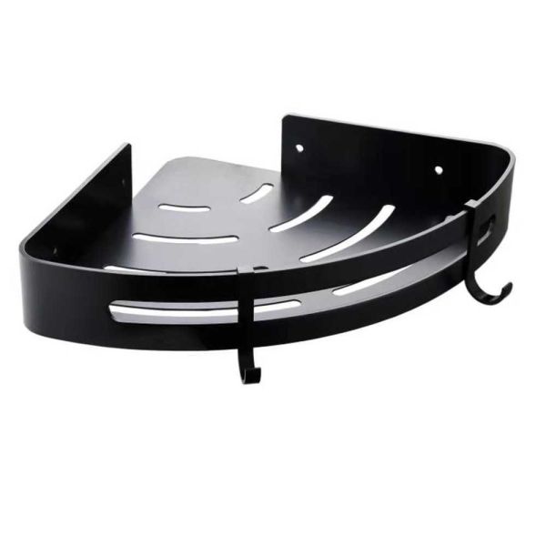 Полка металлическая угловая с крючками FASHUN A7335-7, черный