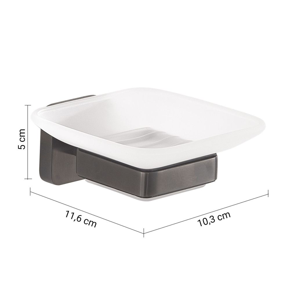 Gedy Tonga, настенная стеклянная мыльница, цвет оружейная сталь, артикул TO11(81)