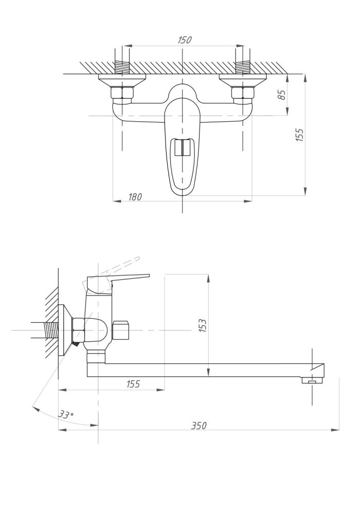 Смеситель для ванны с душем ПРОФСАН КОМПЛЕКТАЦИЯ тип См-ВУОРНШлА (PSM-104-2), артикул PSM-104-2