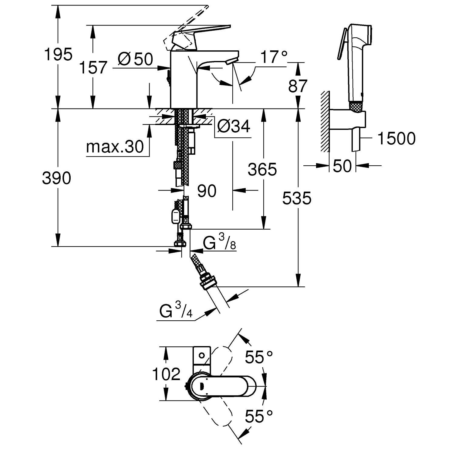 Смеситель для раковины DN 15 GROHE Eurosmart Cosmopolitan S-Size однорычажный, хром (23950000) Смеситель для раковины DN 15 GROHE Eurosmart Cosmopolitan S-Size однорычажный, хром (23950000)