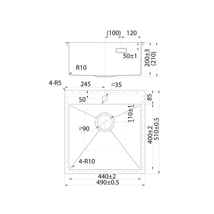 Мойка IDDIS Haze 490*510 сатин (HAZ49S0i77), артикул HAZ49S0i77