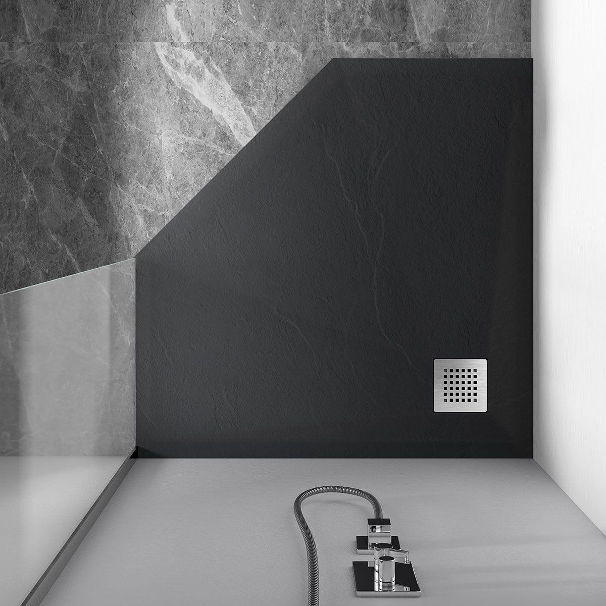 Душевые поддоны Vincea Поддон для душа из искусственного камня VST-4SP9090A, 900*900*25, антрацит,