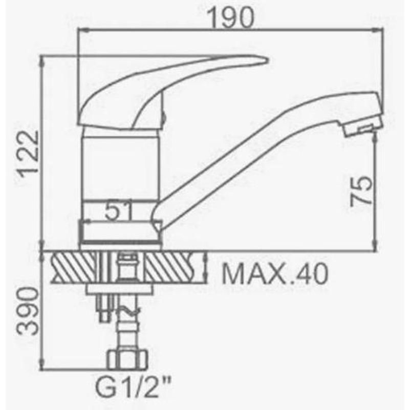 Смеситель для кухни D-Lin D151401-6, хром