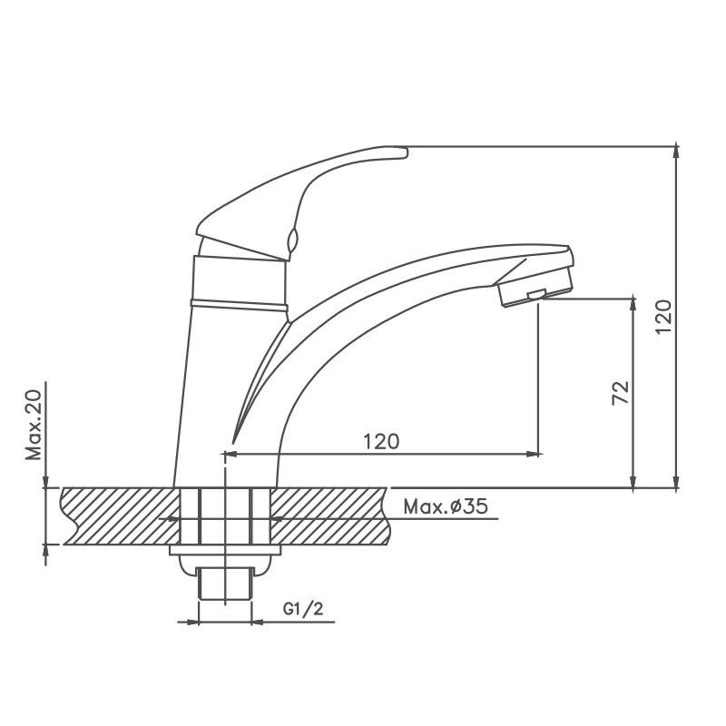 Кран для холодной воды Cron CN1090, хром
