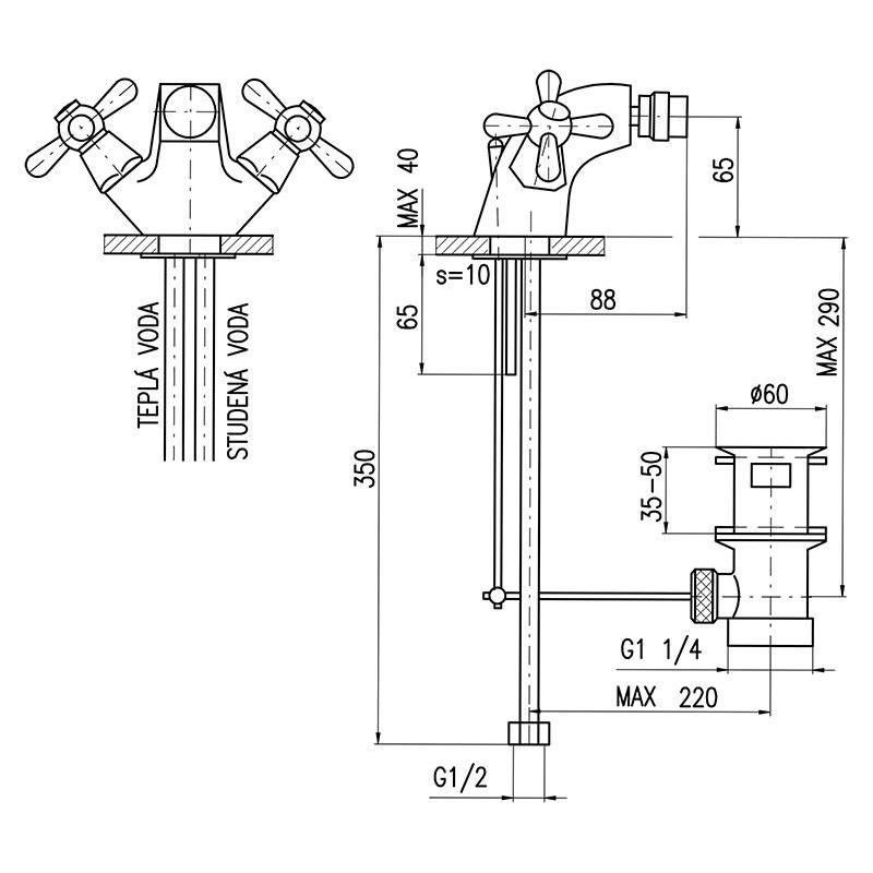 Смеситель для биде Rav Slezak MORAVA MK145.5KZ, золото, артикул MK145.5KZ