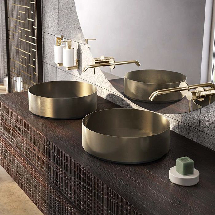 GESSI 316 Раковина Ø400 мм., для установки на столешницу, без перелива, нержавеющая сталь, цвет Warm bronze brushed PVD