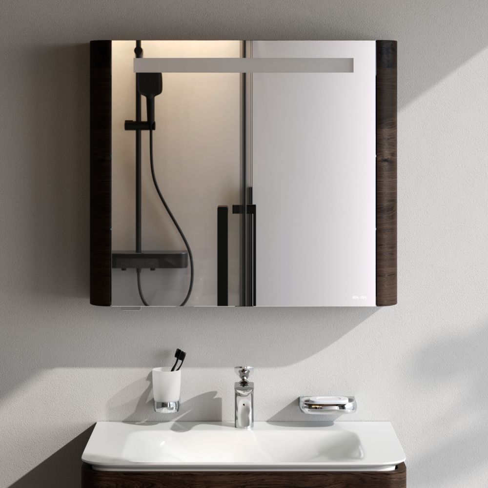 M30MCL0801TF Sensation, зеркало, зеркальный шкаф, левый, 80 см, с подсветкой, табачный дуб, текстур M30MCL0801TF Sensation, зеркало, зеркальный шкаф, левый, 80 см, с подсветкой, табачный дуб, текстур