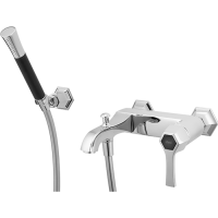 CISAL Cherie Смеситель настенный для ванны/душа с ручной лейкой,держателем и шлангом, цвет хром/черный матовый
