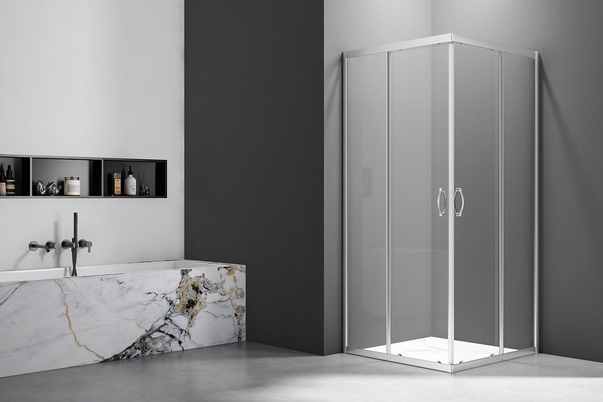 Душевой угол Veconi Rovigo RV-101, 800x800x1900, хром, стекло прозрачное, артикул RV101-80-01-C5