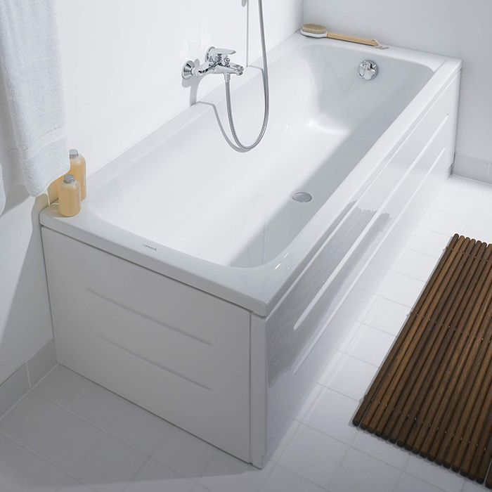Duravit D-Code  Ванна акриловая прямоугольная 1700х500 мм см, встраиваемая, с 1 наклоном для спины, выпуск центральный , цвет белый