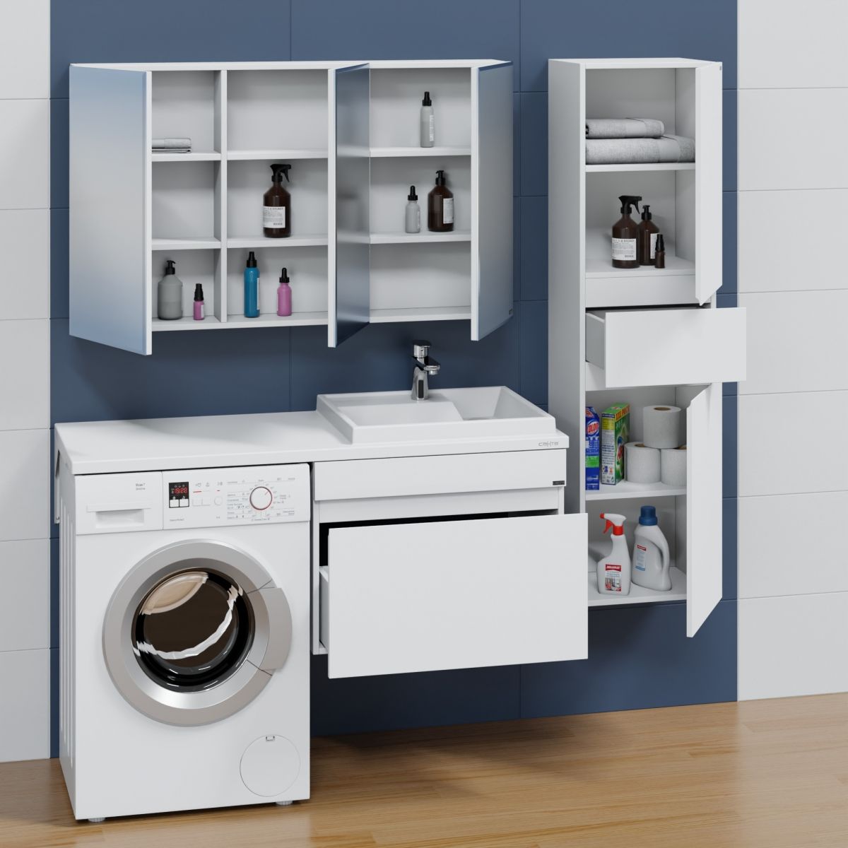 Тумба "Марс 69" 1 ящ, подвесная (ум. Юпитер 1300*500 литой мрамор)