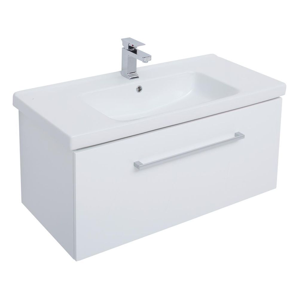 Тумба с раковиной подвесная Dreja Big Inn 100 см, белый, артикул 77-0205W-com