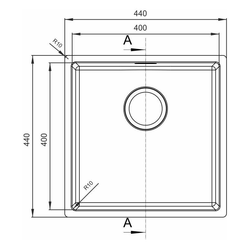 Кухонная мойка Florentina ОПТИМА-HM OHM.400.400.B.10.S.10, нержавеющая сталь, артикул OHM.400.400.B.10.S.10